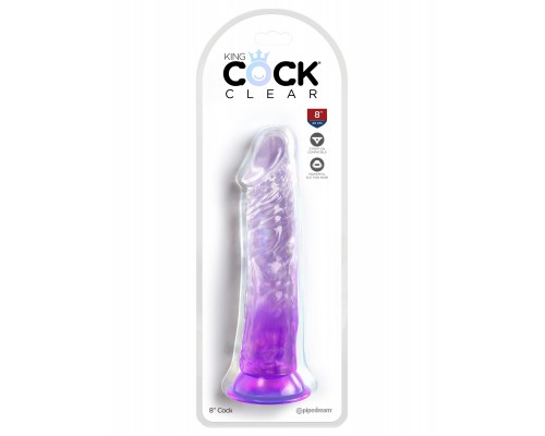 Прозрачный фаллоимитатор на присоске King Cock Clear 8, фиолетовый - интимный товар для наслаждения