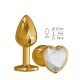 Интимная втулка Gold с кристаллом сердце - маленькая, прозрачная