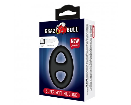 Овальное двойное эрекционное кольцо из мягкого силикона Baile CrazyBull