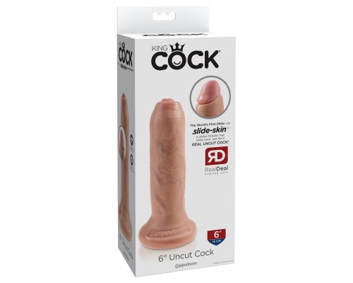 Фаллоимитатор на присоске King Cock 6 Uncut Cock – необрезанная игрушка для наслаждения