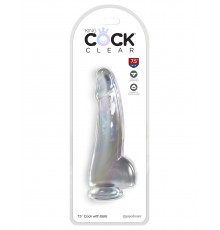 Прозрачный фаллоимитатор с мошонкой на присоске King Cock Clear 7,5