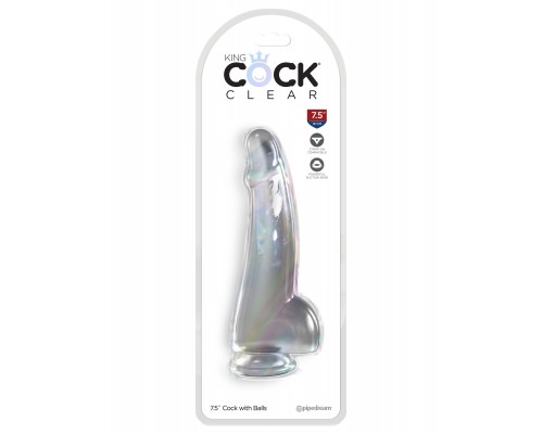 Прозрачный фаллоимитатор King Cock Clear 7,5 с мошонкой на присоске - лучший выбор для удовольствия!