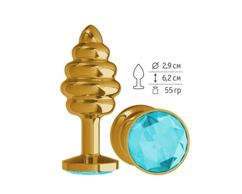 Анальная втулка Gold Spiral с голубым кристаллом - маленькая!