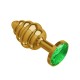 Анальная втулка Gold Spiral с зеленым кристаллом - маленькая!