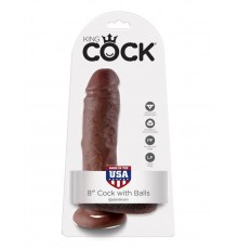 Фаллоимитатор на присоске коричневый King Cock 8 Cock with Balls