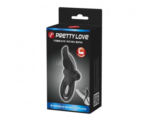 Эрекционное виброкольцо с двойным подхватом PrettyLove Vibrant Penis Ring