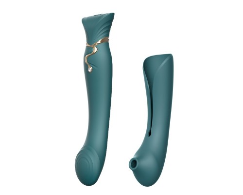 Вибростимулятор с пульсацией, вакуумной стимуляцией и функцией нагрева QUEEN, зелёный