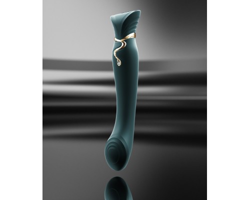 Вибростимулятор с пульсацией, вакуумной стимуляцией и функцией нагрева QUEEN, зелёный