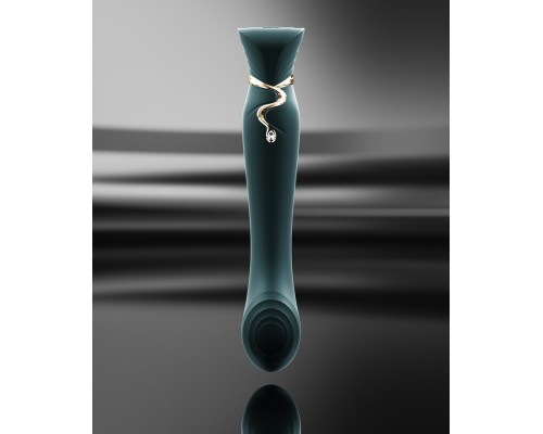 Вибростимулятор с пульсацией, вакуумной стимуляцией и функцией нагрева QUEEN, зелёный