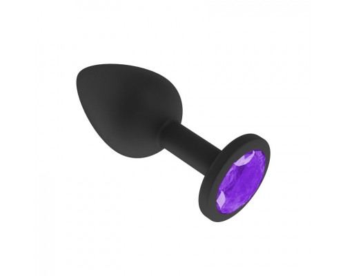 Эксклюзив! Анальная втулка силиконовая черная с фиолетовым кристаллом - маленькая