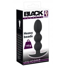 Тяжелая анальная елочка на жесткой сцепке Black Velvets Heavy Beads