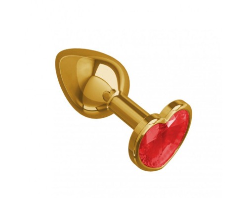 Анальная втулка Gold с красным кристаллом сердце: малая - удобство и стиль!