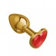 Анальная втулка Gold с красным кристаллом сердце: малая - удобство и стиль!