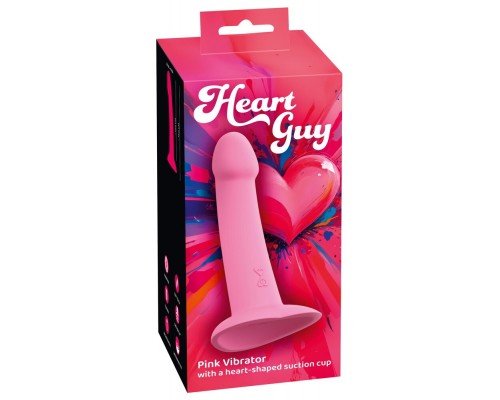 Вибростимулятор на присоске Heart Guy, розовый