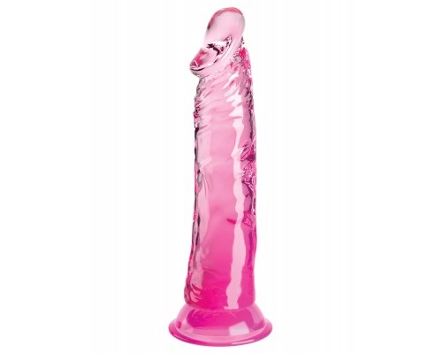 Прозрачный фаллоимитатор King Cock Clear 8 на присоске, розовый