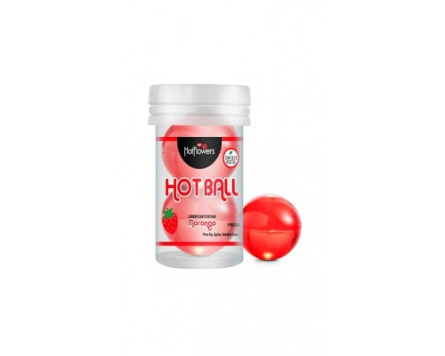 Лубрикант AROMATIC HOT BALL на масляной основе в виде двух шариков с ароматом клубники.