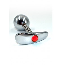 Серебряная анальная пробка для ношения с красным кристаллом (Small)