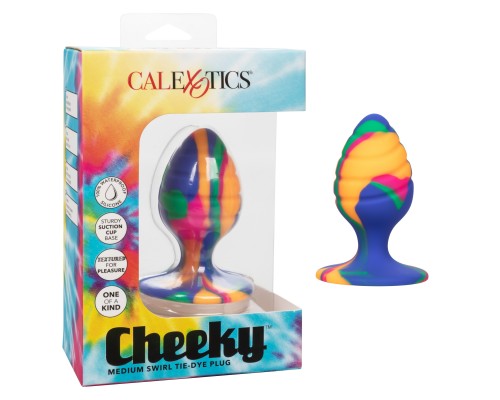 Текстурированная анальная пробка M из силикона CHEEKY MED SWIRL TIE-DYE PLUG