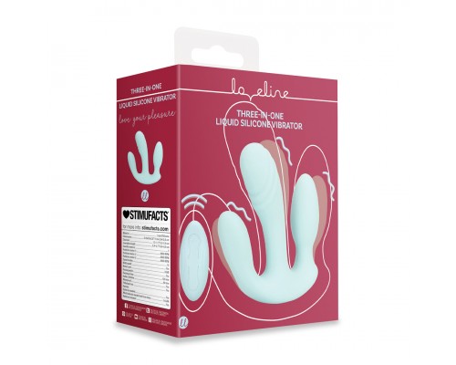 Вибратор «Три в одном» из жидкого силикона — Breezy Blue