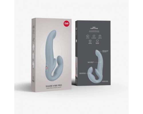 Анатомический безремневой страпон FF SHARE VIBE PRO, серый. 26300