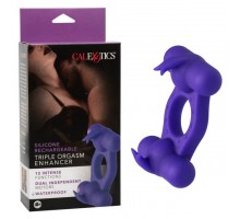 Перезаряжаемое эрекционное виброкольцо с двумя моторами Silicone Rechargeable Triple Orgasm Enhancer