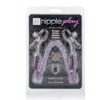 Набор из зажимов-прищепок и колечка (украшении) для сосков Purple Chain Nipple Clamps
