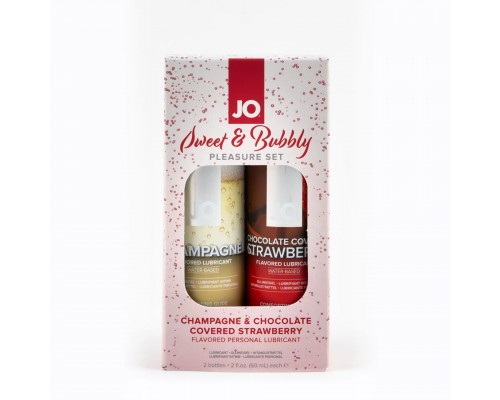 Набор из лубрикантов "JO": Шампанское/Champagne 60 mL + Клубника в шоколаде/Chocolate Covered Strawb