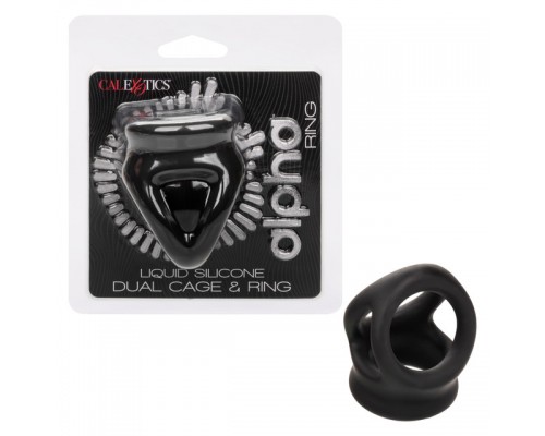 Тройное эрекционное кольцо из жидкого силикона Alpha Liquid Silicone Dual Cage & Ring