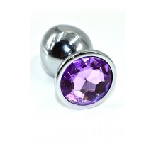 Серебряная анальная пробка с фиолетовым кристаллом (Large)