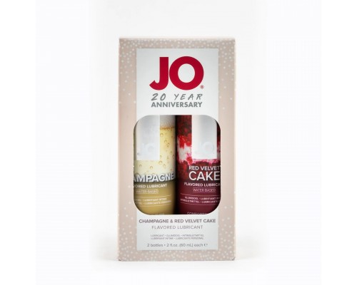 Лимитированый набор из лубрикантов "JO": Шампанское/Champagne 60 mL + Красный бархат/Red Velvet Cake