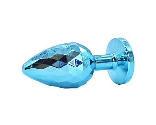 Голубая алюминивая текстурная анальная пробка Large