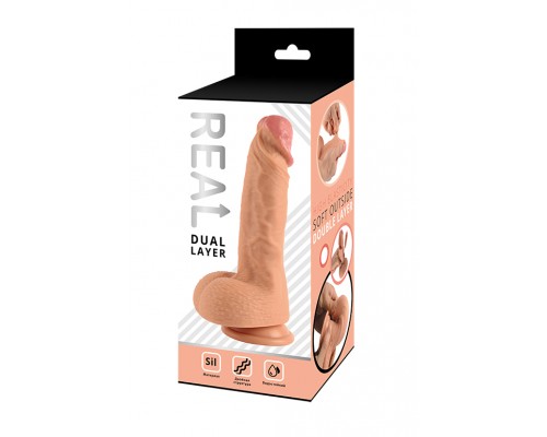 Реалистичный фаллоимитатор REAL Dual Layer, dual silicone, 14 х 4 см.