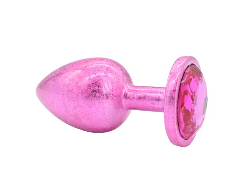 Розовая алюминивая анальная пробка с кристаллом Small